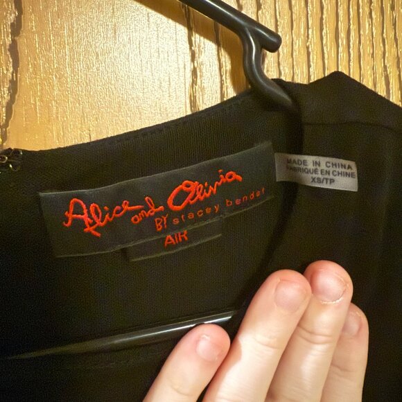 ALICE + OLIVIA AIR Ruched Half Sleeve Little Black Dress - Picture 6 of 9